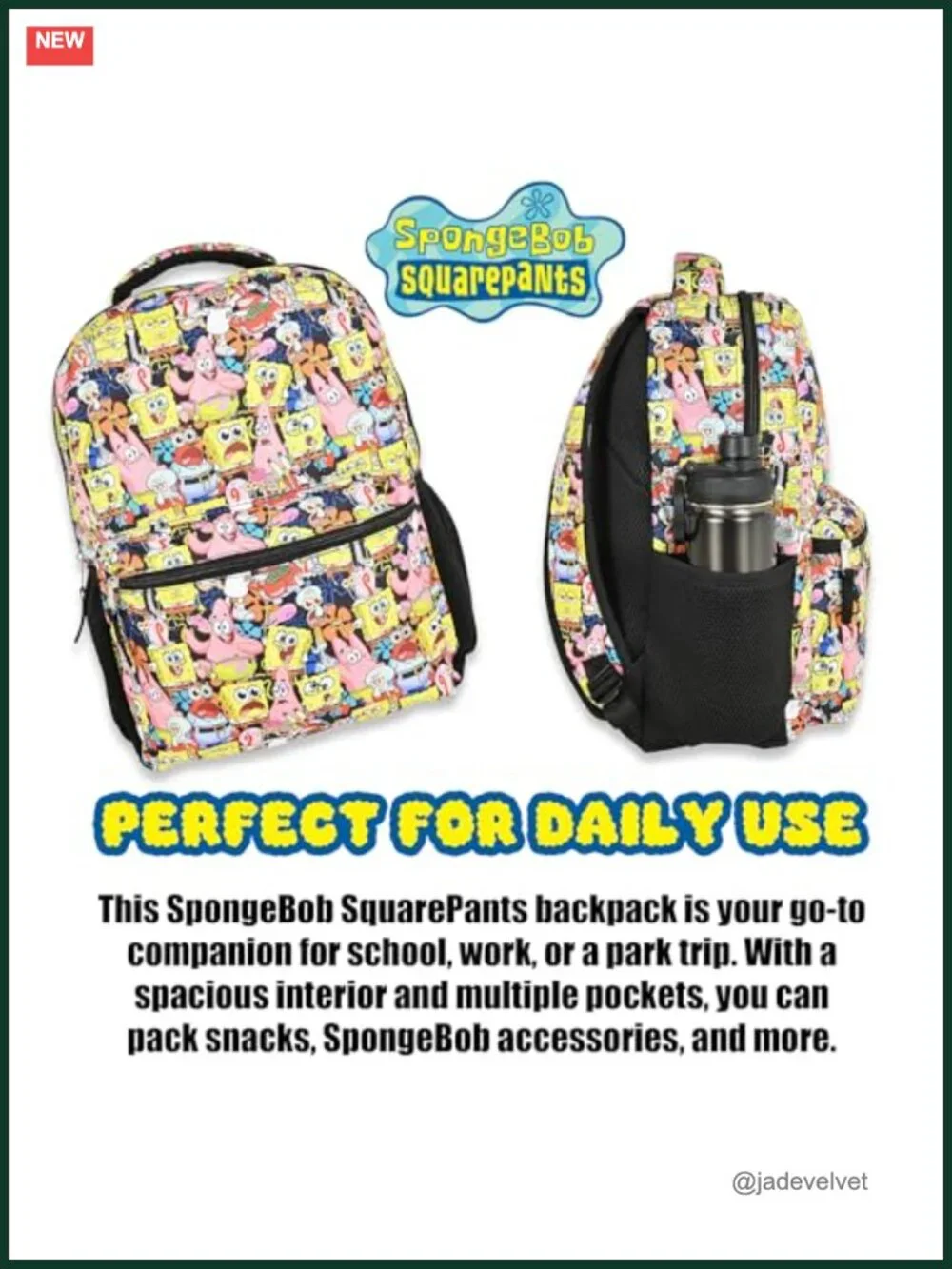 SpongeBob SquarePants Backpack for Kids and Adults - Laptop Compartment,